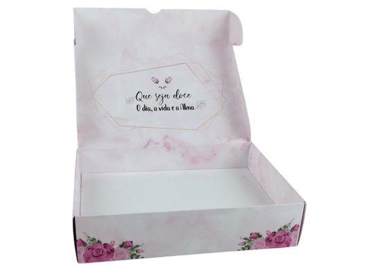 Caixa p/ 12 doces - Floral com Carinho