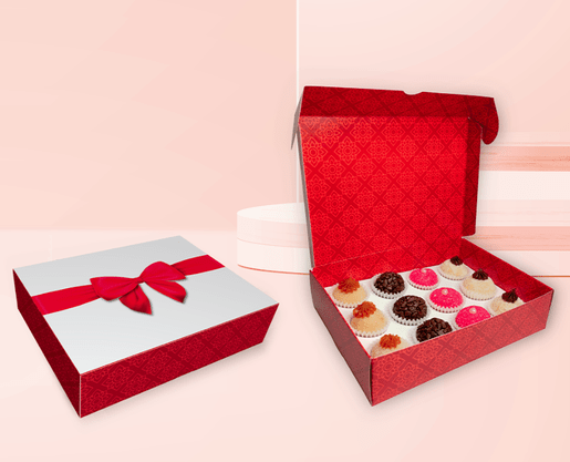 Caixa p/ 12 doces - Laço Vermelho – Unidade