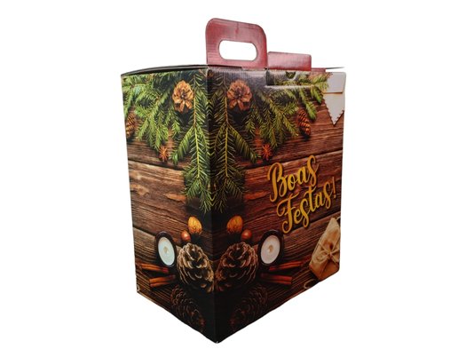 Caixa para cesta Natal Boas Festas com alça tamanho 35X29X19.