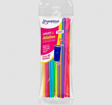 Canudo Artístico Flexível com 40 un. - Strawplast