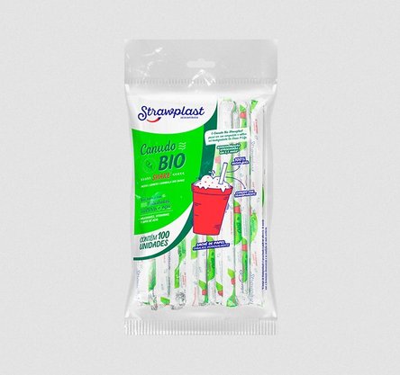 Canudo Biodegradável Shake com 100 un. (embalado individualmente) - Strawplast