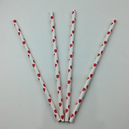 Canudo descartável de papel – Corações (Vermelhos) - 6mm – Make+
