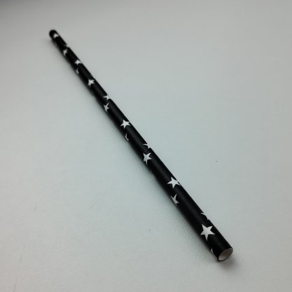 Canudo descartável de papel – Estrelinhas (Preto e Branco) - 6mm – Make+