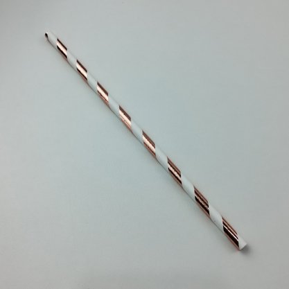 Canudo descartável de papel – Listra Champanhe Metal - 6mm – Make+