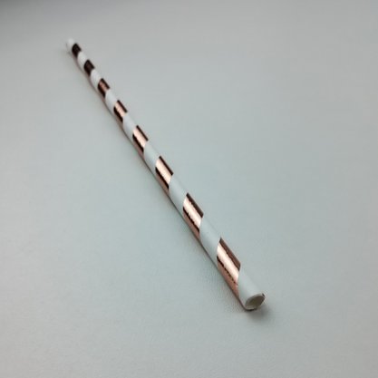 Canudo descartável de papel – Listra Champanhe Metal - 6mm – Make+
