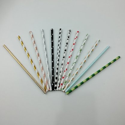 Canudo descartável de papel – Listra Champanhe Metal - 6mm – Make+