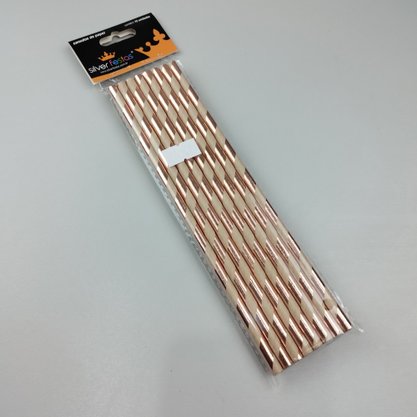 Canudo Kraft descartável de papel C/15  – Rose Gold - 6mm – Silver Festas
