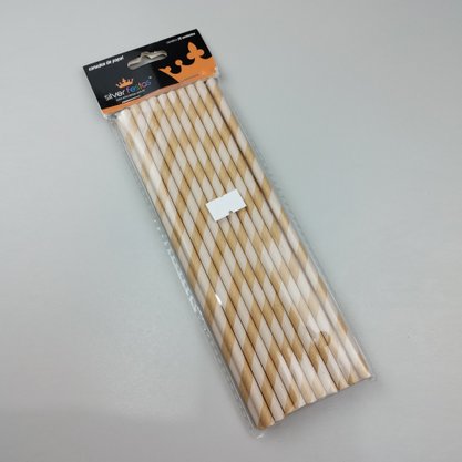 Canudo Kraft descartável de papel C/20  – Branco - 6mm – Silver Festas