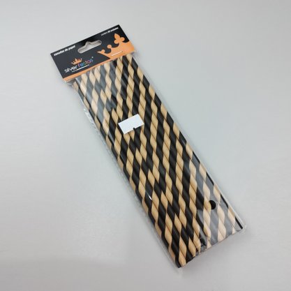 Canudo Kraft descartável de papel C/20  – Preto - 6mm – Silver Festas