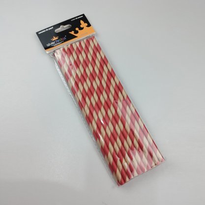 Canudo Kraft descartável de papel C/20  – Vermelho - 6mm – Silver Festas