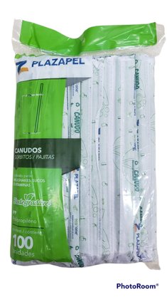 Canudo Milkshake Bio 10mm X 21cm com 100 un. - Plazapel