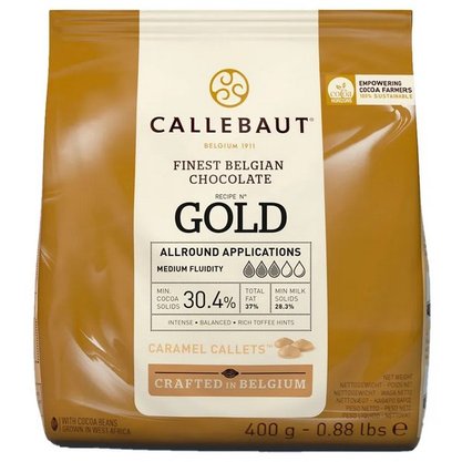 Chocolate Belga Caramelo Gold 30,4% de Cacau Gotas – Callebaut – 400g