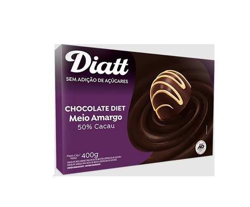 Chocolate Diet Diatt Meio amargo 50% de cacau 400g 