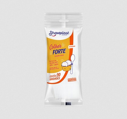 Colher Forte Transparente (Cristal) com 20 un. - Strawplast