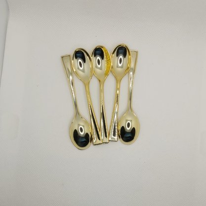 Colher Metal Mini 10cm Ouro – 20 unid – Silver Plastic 