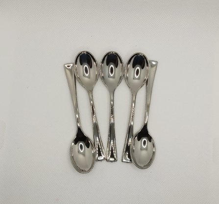 Colher Metal Mini 10cm Prata – 30 unid – Silver Plastic 