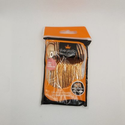 Colher Metal Mini 10cm Rosê Gold – 20 unid – Silver Plastic 