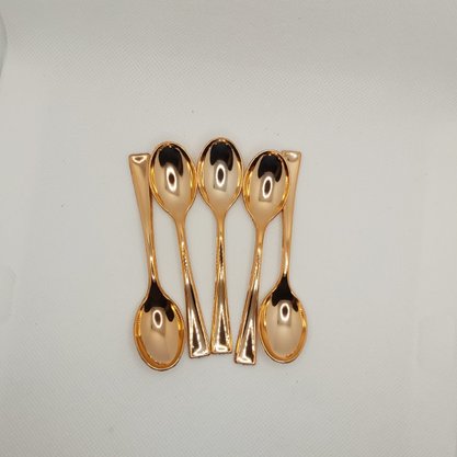 Colher Metal Mini 10cm Rosê Gold – 20 unid – Silver Plastic 