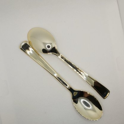 Colher Metal Refeição 17cm Ouro – 8 unid – Silver Plastic 