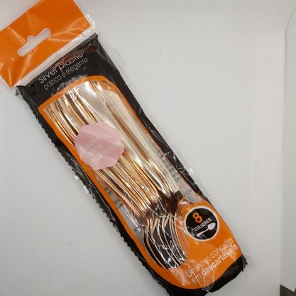 Colher Metal Refeição 17cm Rosê Gold – 8 unid – Silver Plastic