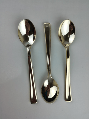 Colher Metal Sobremesa 13cm Ouro – 8 unid – Silver Plastic