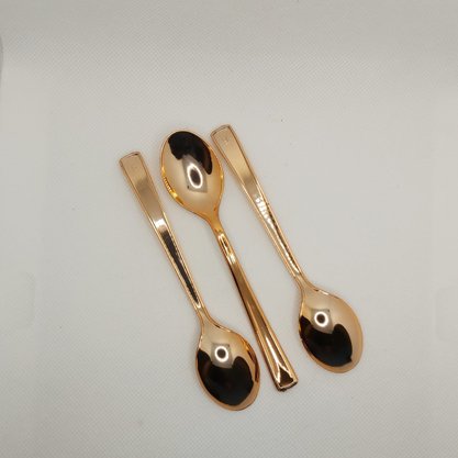 Colher Metal Sobremesa 13cm Rosê Gold – 8 unid – Silver Plastic 