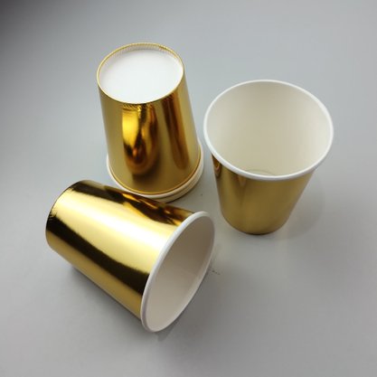 Copo de papel descartável – Metal Ouro C/8 – 250ml – Make+