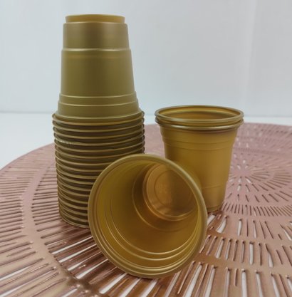 Copo Descartável 60ml C/ 20 Un – Dourado Perolado – Bello Festas  