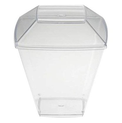 Copo PIC 151 Quadrado com Tampa 150ml transparente (Cristal) com 10 un. – Plastilânia 