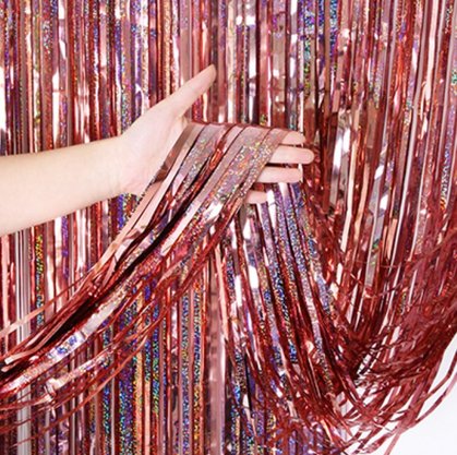 Cortina Metalizada Decorativa Festa 1x2m Rose Gold  