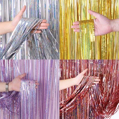 Cortina Metalizada Decorativa Festa 1x2m Rose Gold  