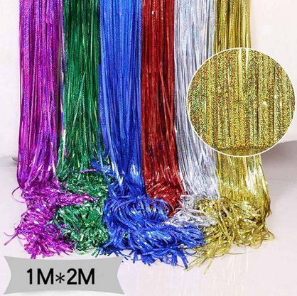 Cortina Metalizada Decorativa Festa 1x2m Vermelha