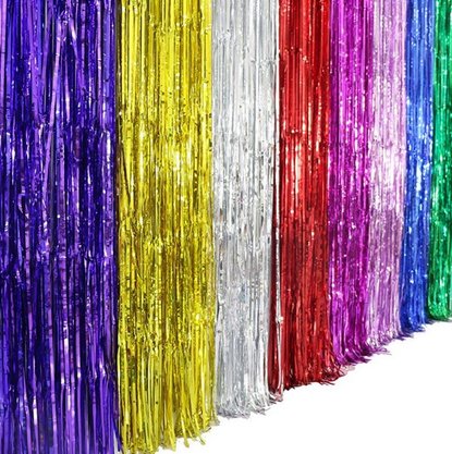 Cortina Metalizada Decorativa Festa 1x2m Vermelha