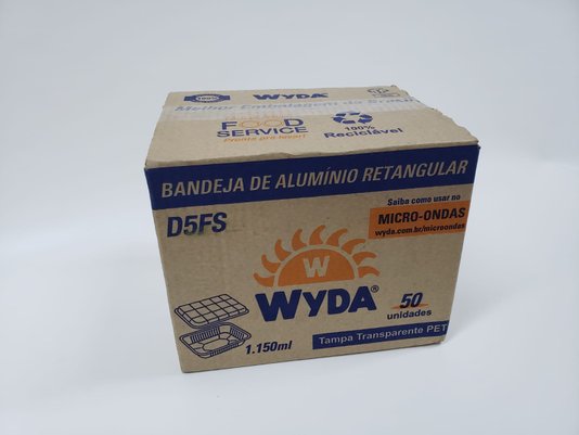 Embalagem de Alumínio D5 c/ tampa PET 1150ml – 50 un – Wyda (Promoção Caixa Fechada)