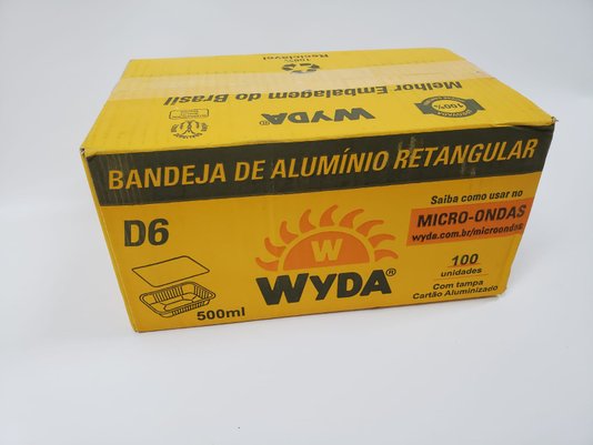 Embalagem de Alumínio D6 c/ tampa 500ml – 100 un – Wyda (Promoção Caixa Fechada)