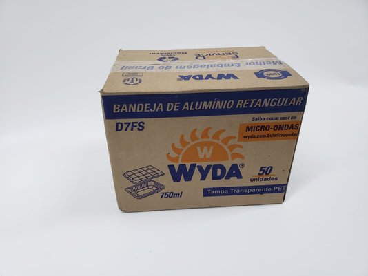 Embalagem de Alumínio D7 c/ tampa PET 750ml – 50 un – Wyda (Promoção Caixa Fechada)