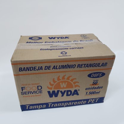 Embalagem de Alumínio D8 c/ tampa PET 1500ml – 50un – Wyda (Promoção Caixa Fechada)