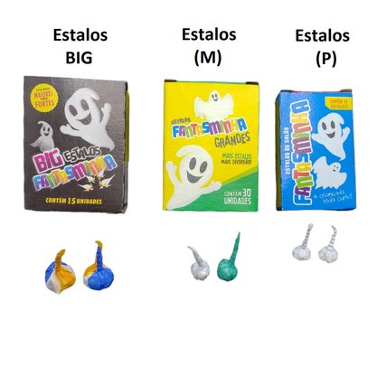 Estalos de Salão Grandes Fantasminha com 30 unidades. 