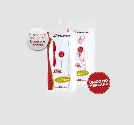 Faca Extra Forte Churrasco Branca com 20 un. - Strawplast