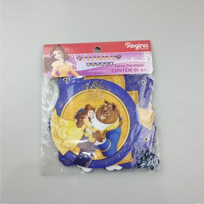 Faixa Decorativa Parabéns – A Bela e a Fera – Regina Festas