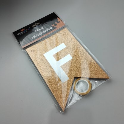 Faixa Feliz Aniversário – Rose Gold Glitter – Silver Festas