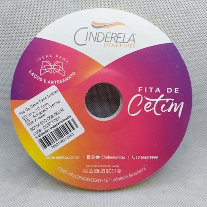 Fita Cetim Simples 10mm x 50m Amarelo Gema – Cinderela