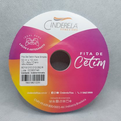 Fita Cetim Simples 10mm x 50m Azul Claro – Cinderela