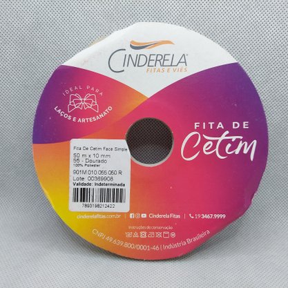 Fita Cetim Simples 10mm x 50m Dourado – Cinderela