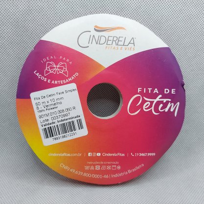 Fita Cetim Simples 10mm x 50m Vermelho – Cinderela