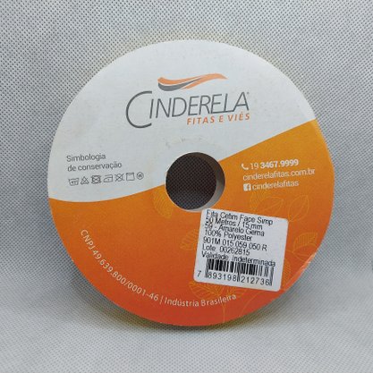 Fita Cetim Simples 15mm x 50m Amarelo Gema – Cinderela