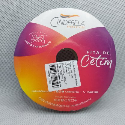 Fita Cetim Simples 15mm x 50m Marrom – Cinderela