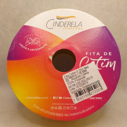Fita Cetim Simples 38mm x 50m Amarelo Gema – Cinderela