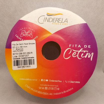 Fita Cetim Simples 38mm x 50m Branca – Cinderela