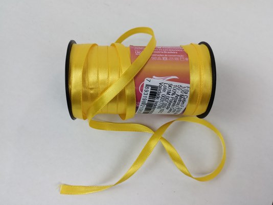 Fita Cetim Simples 7mm x 100m Amarelo Gema – Cinderela